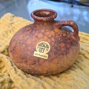 Vintage MCM Ruscha Art Lava Marbled Pottery Jug Vase Vessel West Germany Brown